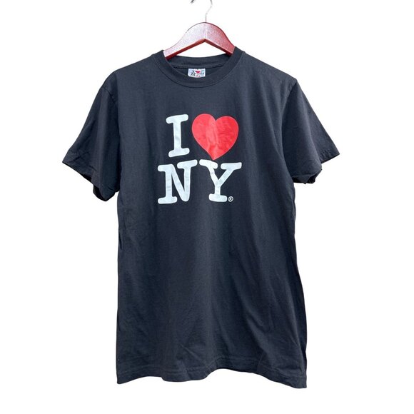 I Love NY Black T-Shirt Large Rafia Tees 100% Cotton Made In Bangladesh - Picture 1 of 7